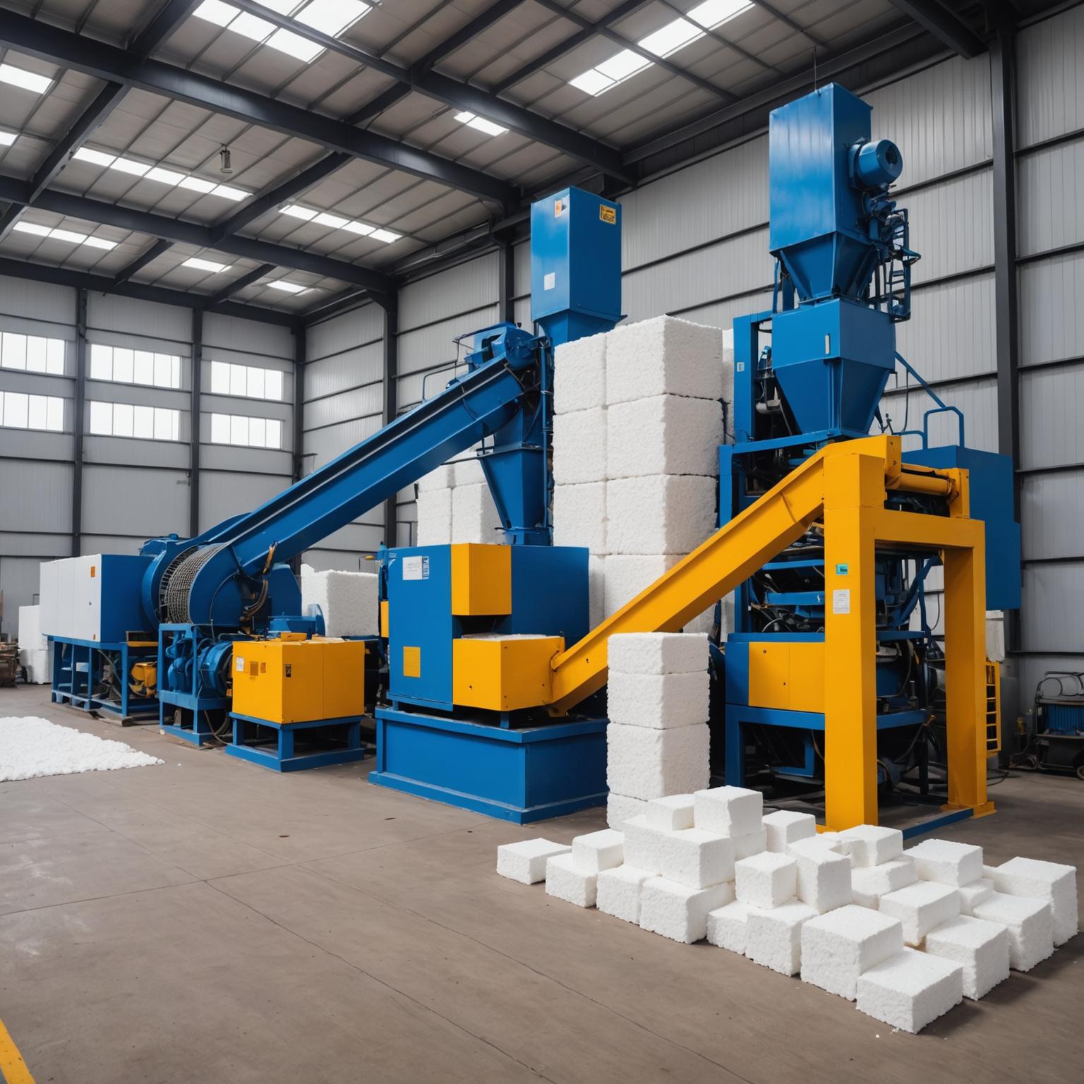 Polystyrene recycling and compaction equipment
